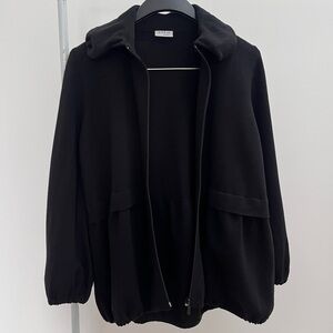 Akris Punto wool stretch knit zip sweater jacket 10 black timeless old money